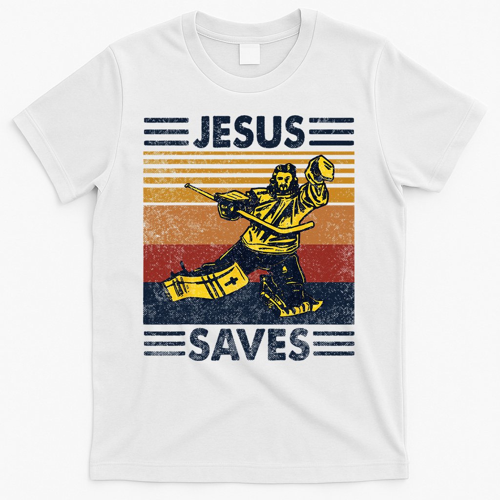Jesus Saves Ice Hockey Goalie Sport Religious Christian Gift T-Shirt