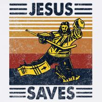Jesus Saves Ice Hockey Goalie Sport Religious Christian Gift Flat Bill Trucker Hat