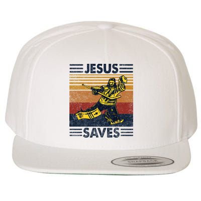 Jesus Saves Ice Hockey Goalie Sport Religious Christian Gift Wool Snapback Cap