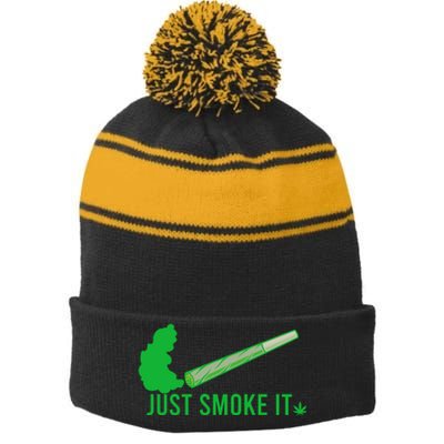 Just Smoke It Stripe Pom Pom Beanie