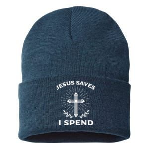 Jesus Saves I Spend Sustainable Knit Beanie