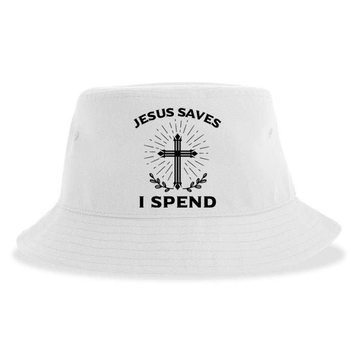 Jesus Saves I Spend Sustainable Bucket Hat