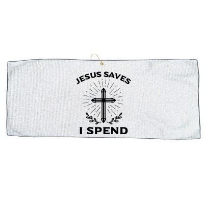 Jesus Saves I Spend Large Microfiber Waffle Golf Towel