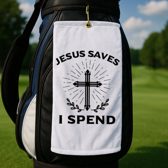 Jesus Saves I Spend Golf Towel