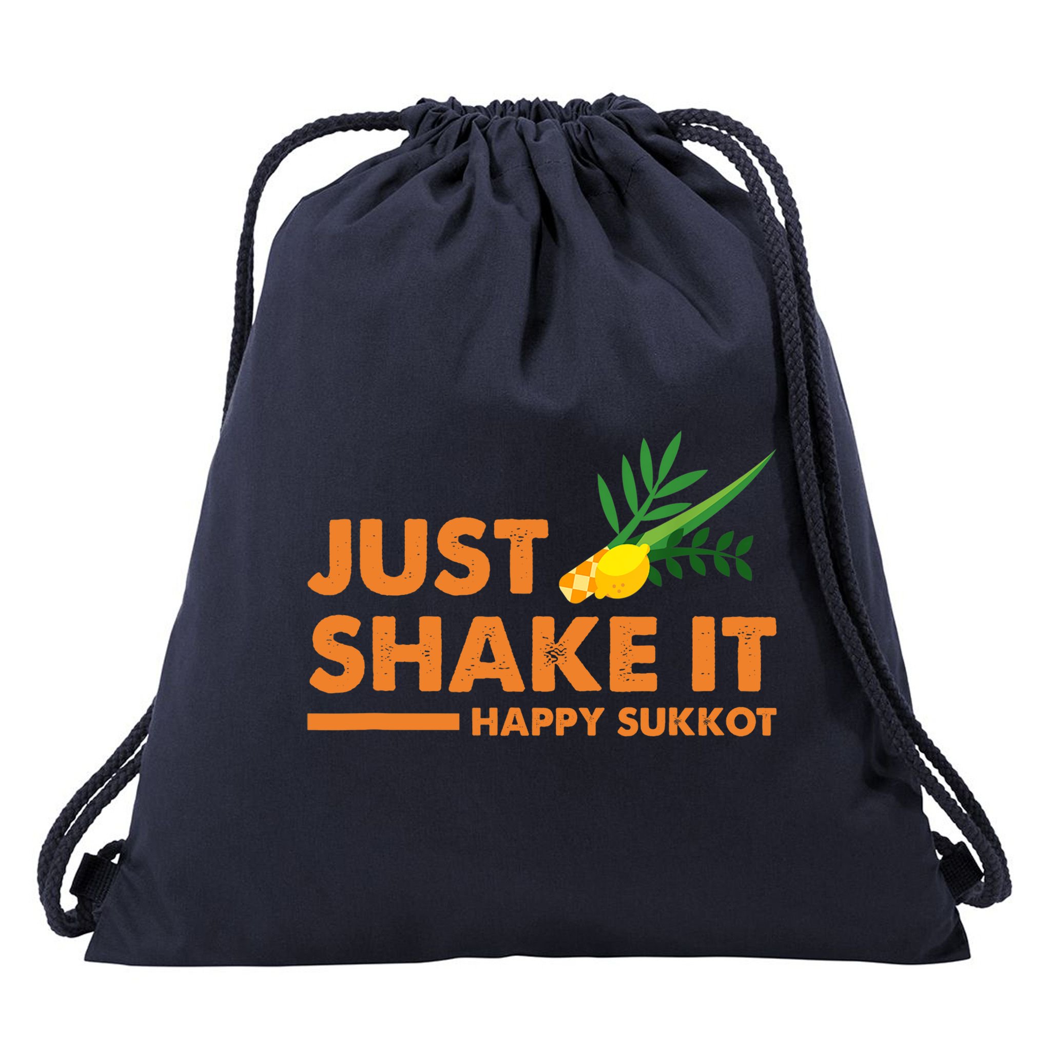 Just Shake It Happy Sukkot Festival Jewish Holiday Hebrew Drawstring Bag