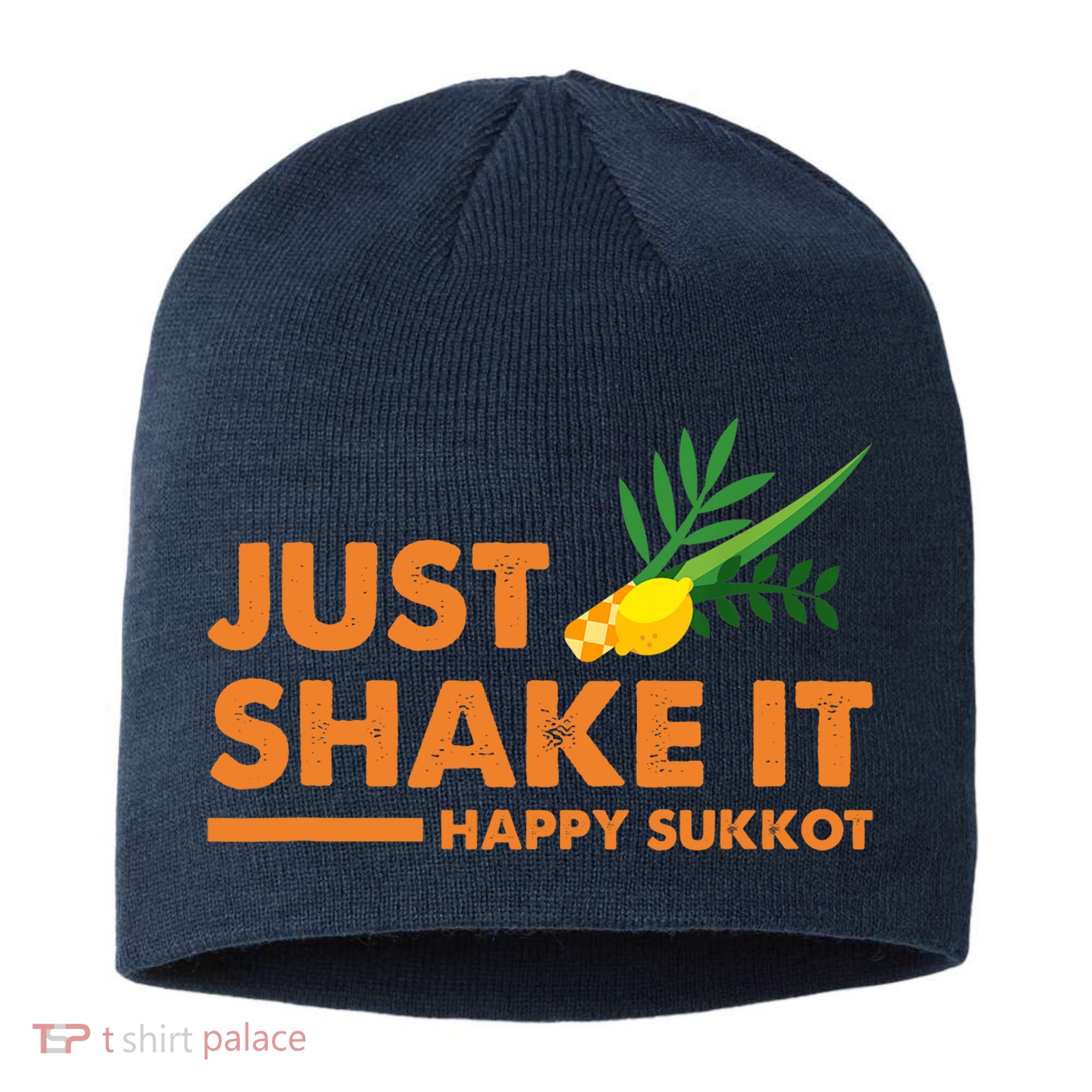 Just Shake It Happy Sukkot Festival Jewish Holiday Hebrew Sustainable Beanie