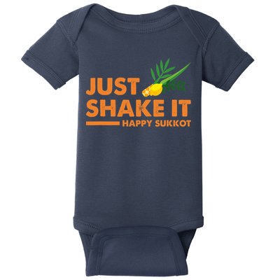 Just Shake It Happy Sukkot Festival Jewish Holiday Hebrew Baby Bodysuit