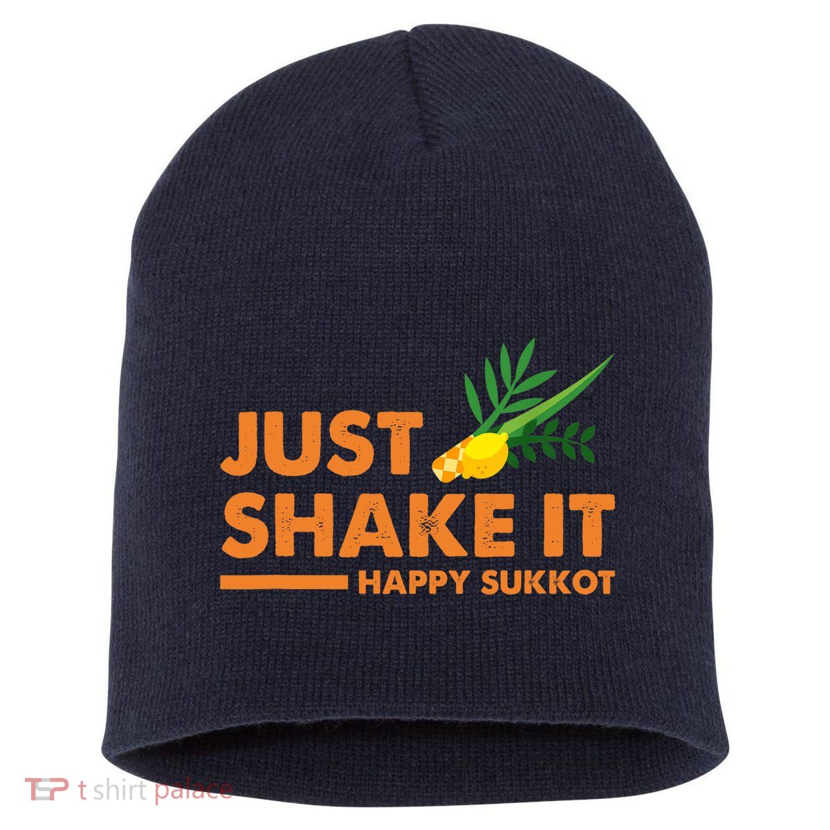 Just Shake It Happy Sukkot Festival Jewish Holiday Hebrew Short Acrylic Beanie