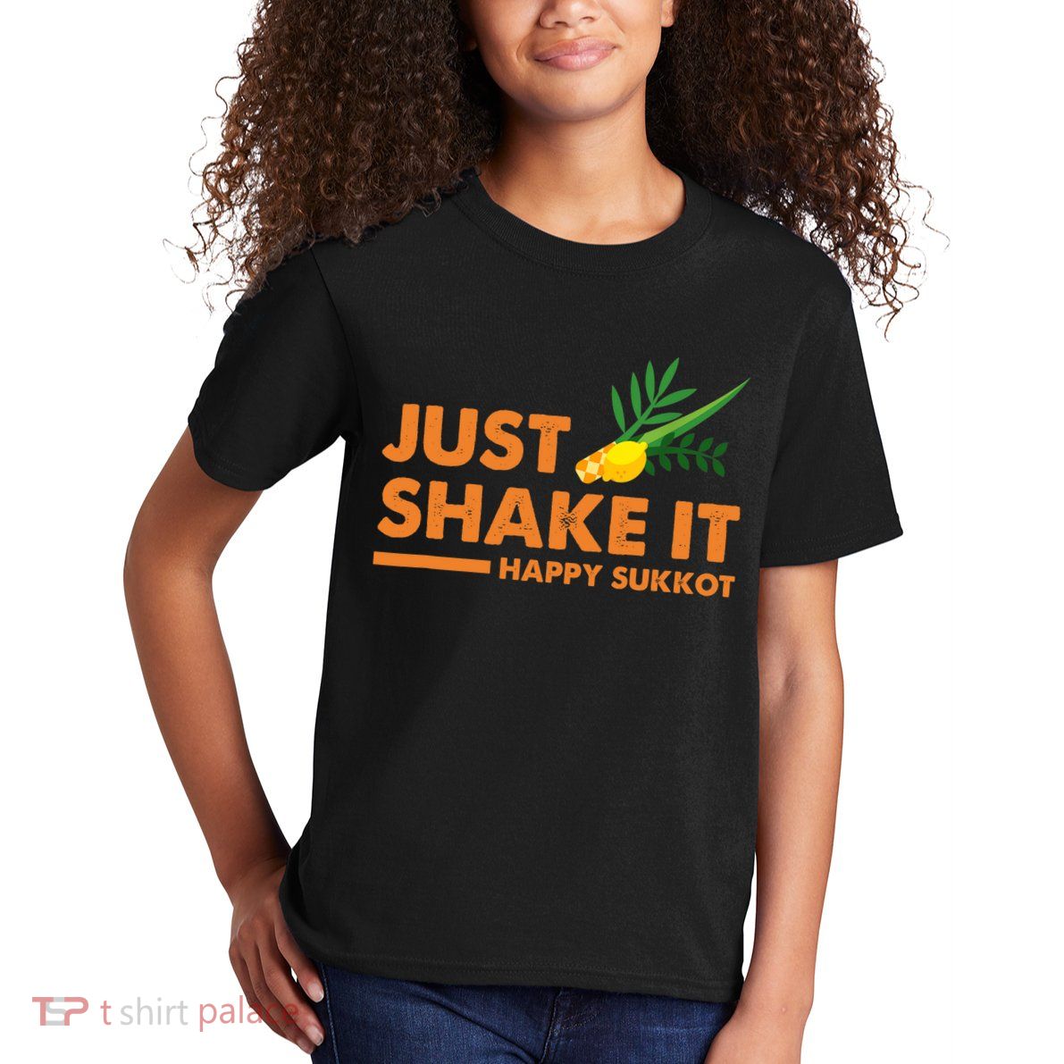 Just Shake It Happy Sukkot Festival Jewish Holiday Hebrew Kids T-Shirt