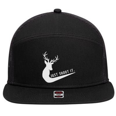 Just Shoot It Funny Deer Hunting Xmas HunterS Humor 7 Panel Mesh Trucker Snapback Hat