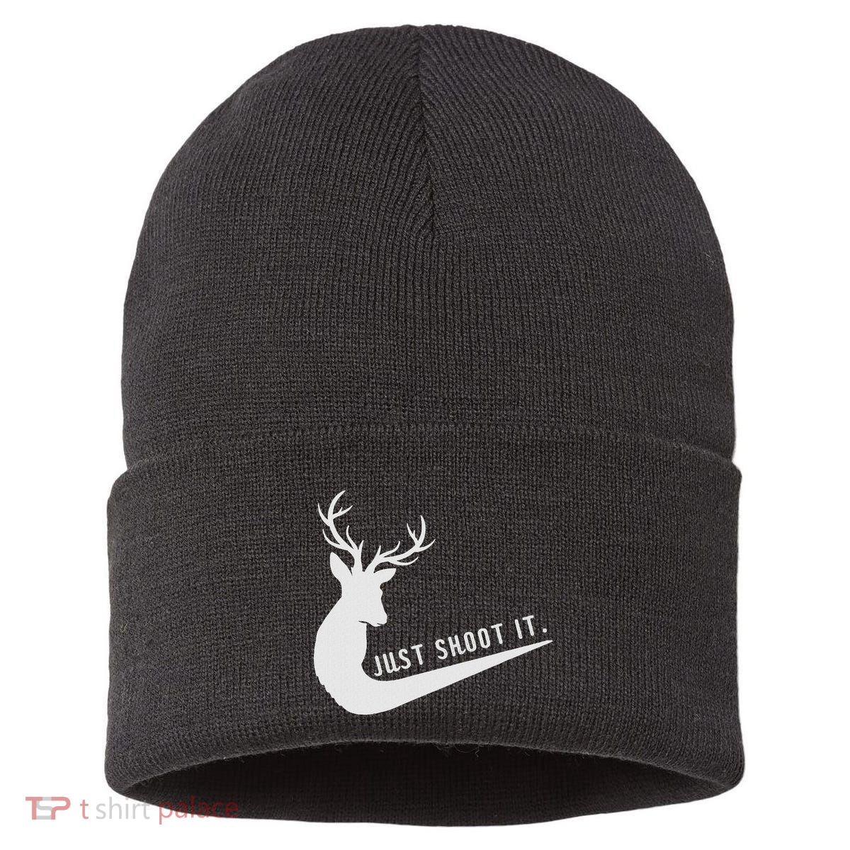 Just Shoot It Funny Deer Hunting Xmas HunterS Humor Sustainable Knit Beanie