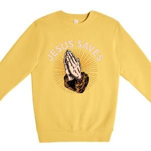 Jesus Saves Premium Crewneck Sweatshirt