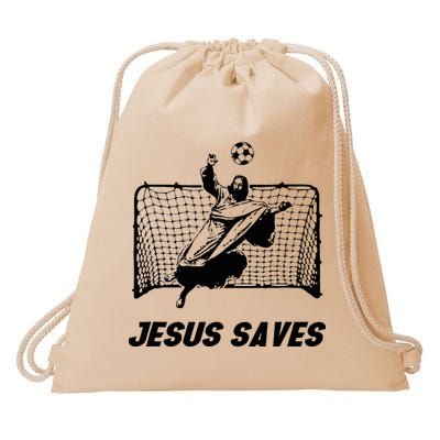 Jesus Saves Jesus Saved Soccer Goal Goalie Drawstring Bag