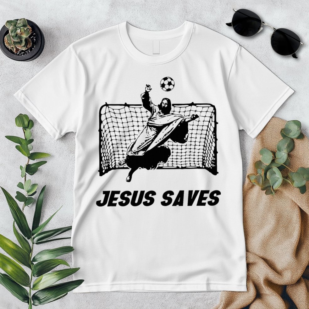 Jesus Saves Jesus Saved Soccer Goal Goalie Premium T-Shirt