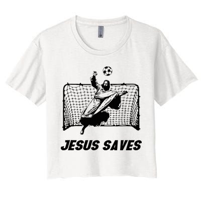 Jesus Saves Jesus Saved Soccer Goal Goalie Women's Crop Top Tee