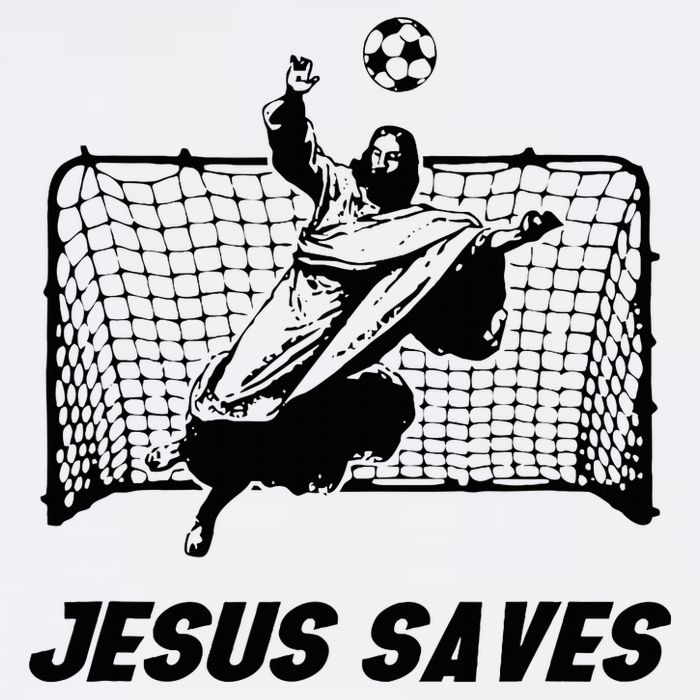 Jesus Saves Jesus Saved Soccer Goal Goalie Women's V-Neck T-Shirt