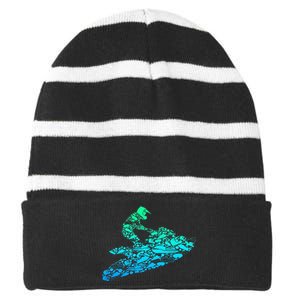 Jet Ski Jetski Striped Beanie with Solid Band