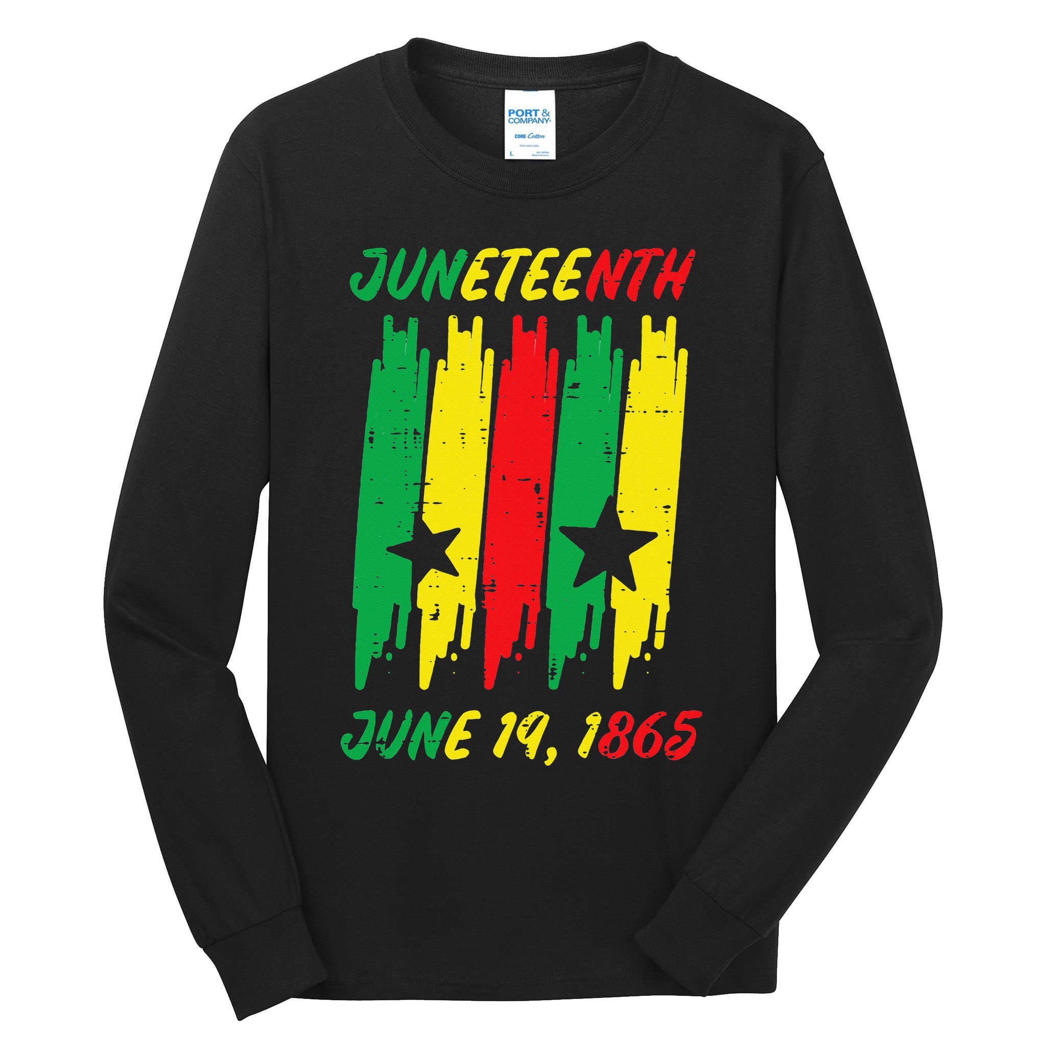 Juneteenth Stripes June 19 1865 Africa Colors Tall Long Sleeve T-Shirt
