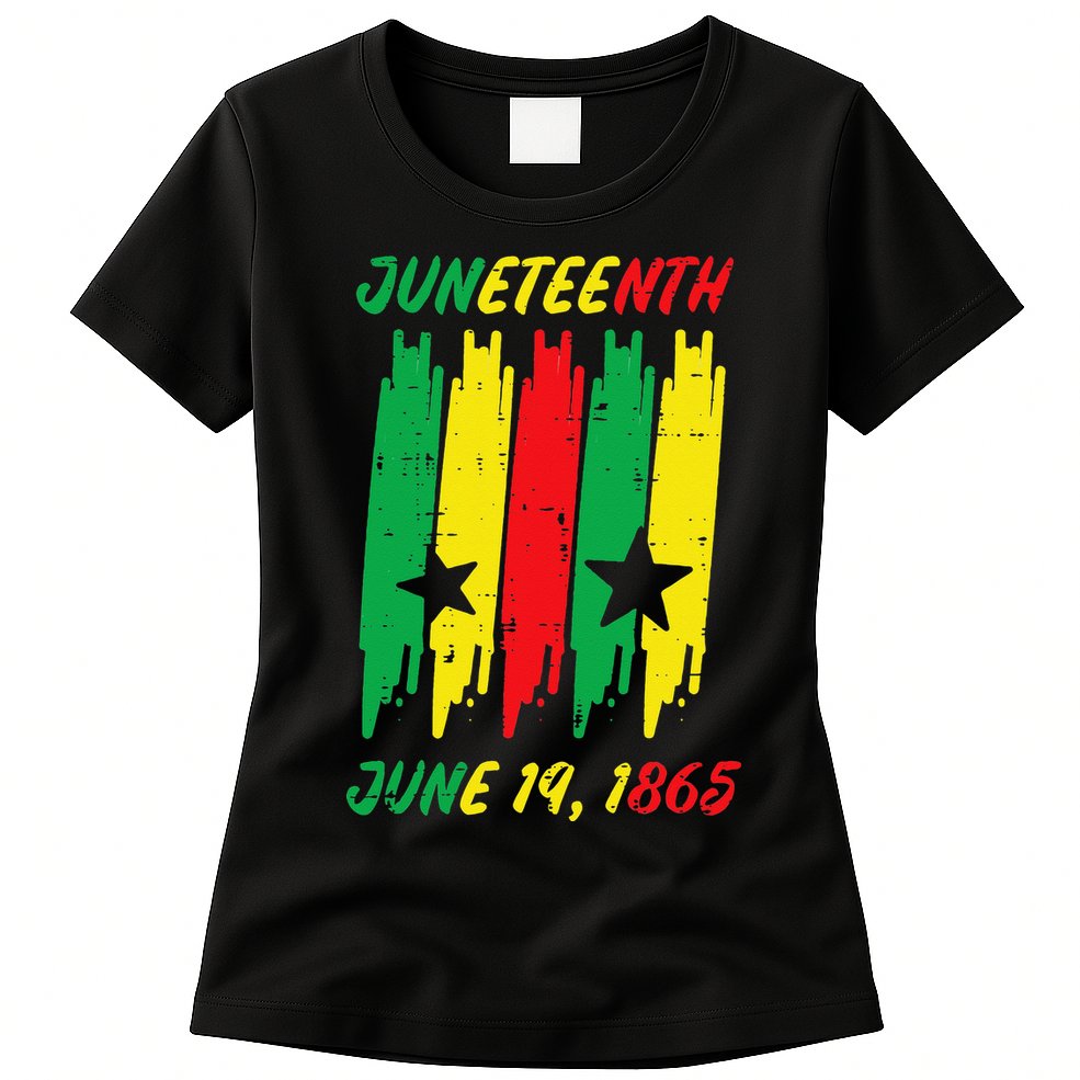 Juneteenth Stripes June 19 1865 Africa Colors Womens T-Shirt