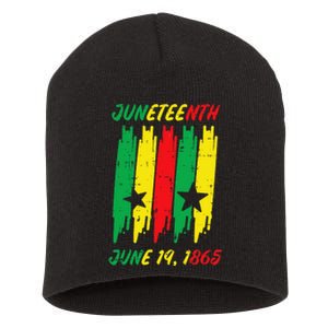 Juneteenth Stripes June 19 1865 Africa Colors Short Acrylic Beanie