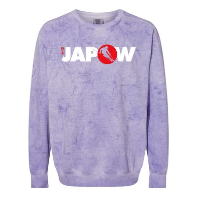 Japan Ski Japow Powder Skiing Japanese Flag Colorblast Crewneck Sweatshirt