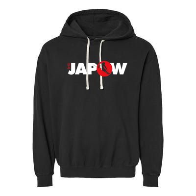 Japan Ski Japow Powder Skiing Japanese Flag Garment-Dyed Fleece Hoodie