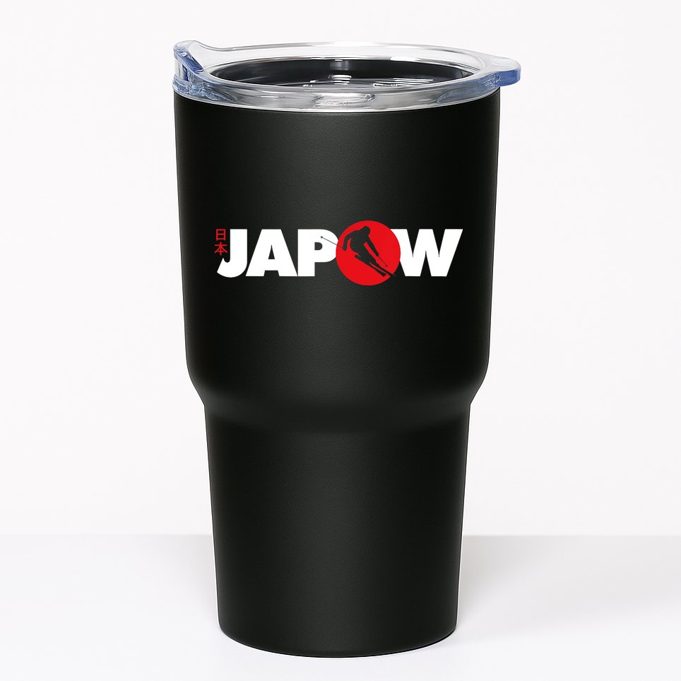 Japan Ski Japow Powder Skiing Japanese Flag Tumbler