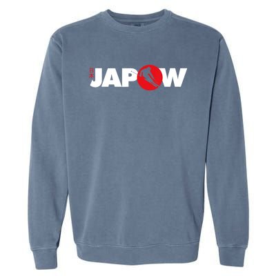 Japan Ski Japow Powder Skiing Japanese Flag Garment-Dyed Sweatshirt