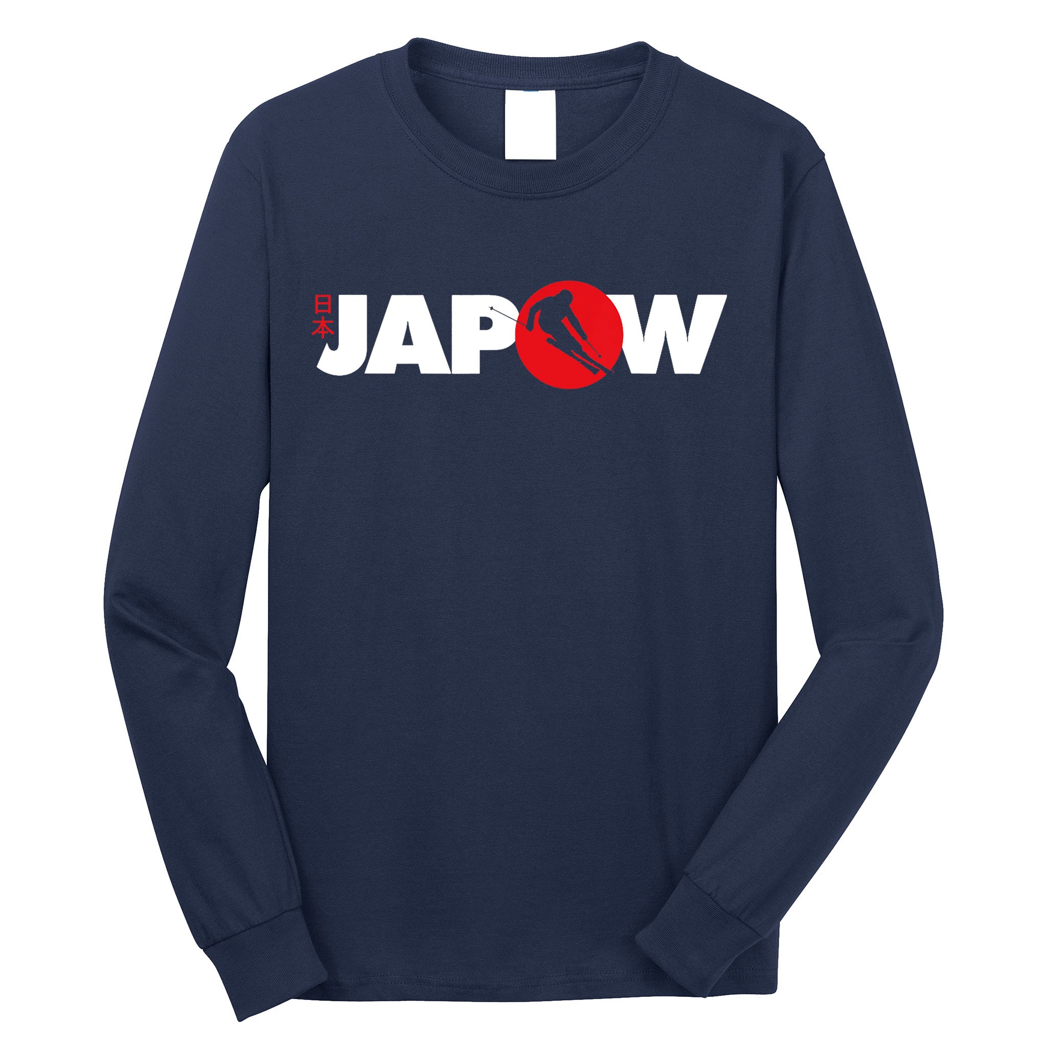 Japan Ski Japow Powder Skiing Japanese Flag Long Sleeve Shirt