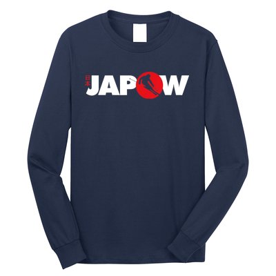 Japan Ski Japow Powder Skiing Japanese Flag Long Sleeve Shirt