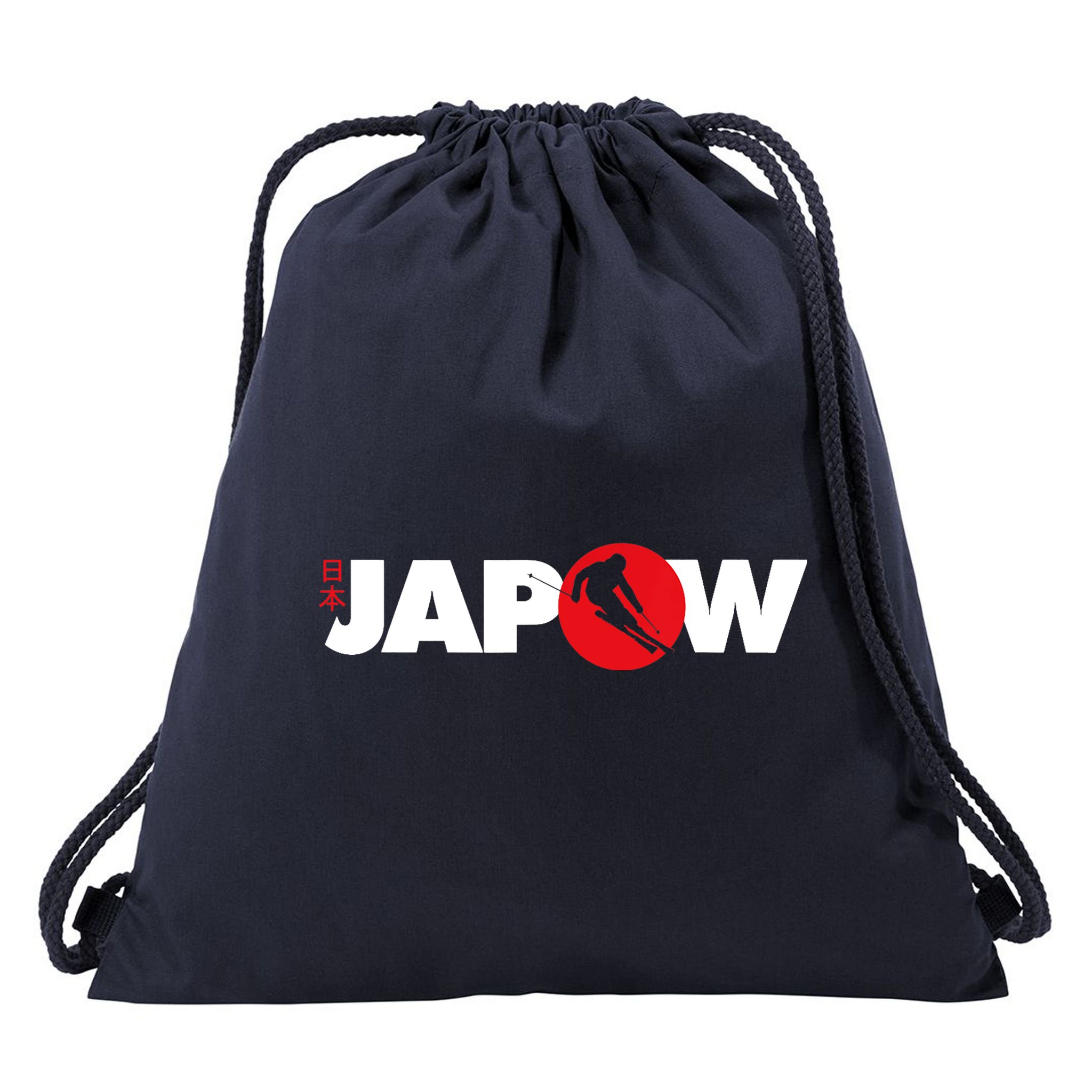 Japan Ski Japow Powder Skiing Japanese Flag Drawstring Bag