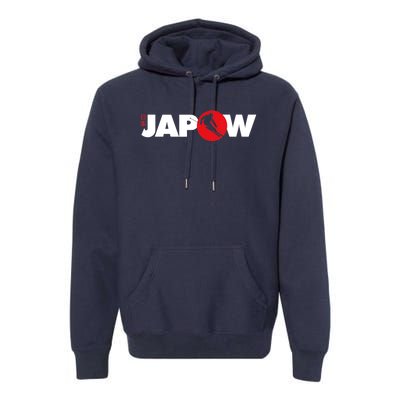 Japan Ski Japow Powder Skiing Japanese Flag Premium Hoodie