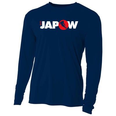 Japan Ski Japow Powder Skiing Japanese Flag Cooling Performance Long Sleeve Crew