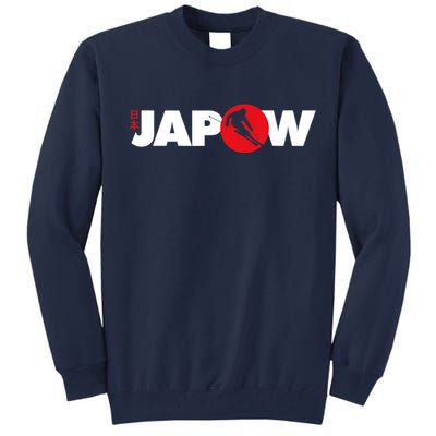 Japan Ski Japow Powder Skiing Japanese Flag Tall Sweatshirt