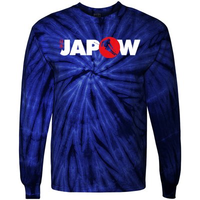 Japan Ski Japow Powder Skiing Japanese Flag Tie-Dye Long Sleeve Shirt