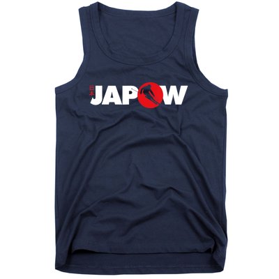 Japan Ski Japow Powder Skiing Japanese Flag Tank Top