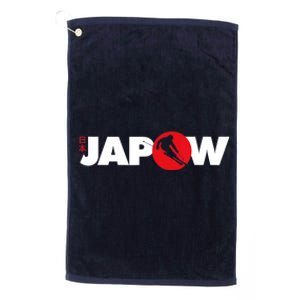 Japan Ski Japow Powder Skiing Japanese Flag Platinum Collection Golf Towel