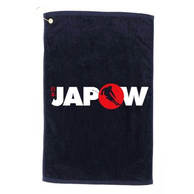 Japan Ski Japow Powder Skiing Japanese Flag Golf Towel