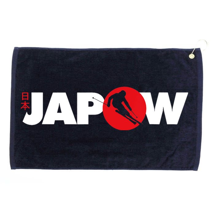 Japan Ski Japow Powder Skiing Japanese Flag Grommeted Golf Towel