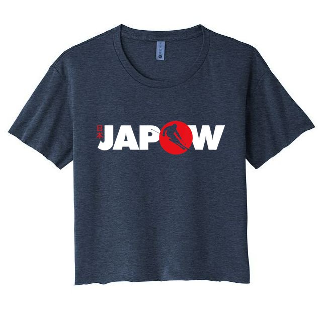 Japan Ski Japow Powder Skiing Japanese Flag Crop Top