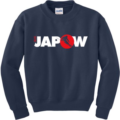 Japan Ski Japow Powder Skiing Japanese Flag Kids Sweatshirt