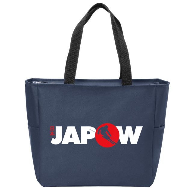 Japan Ski Japow Powder Skiing Japanese Flag Zip Tote Bag