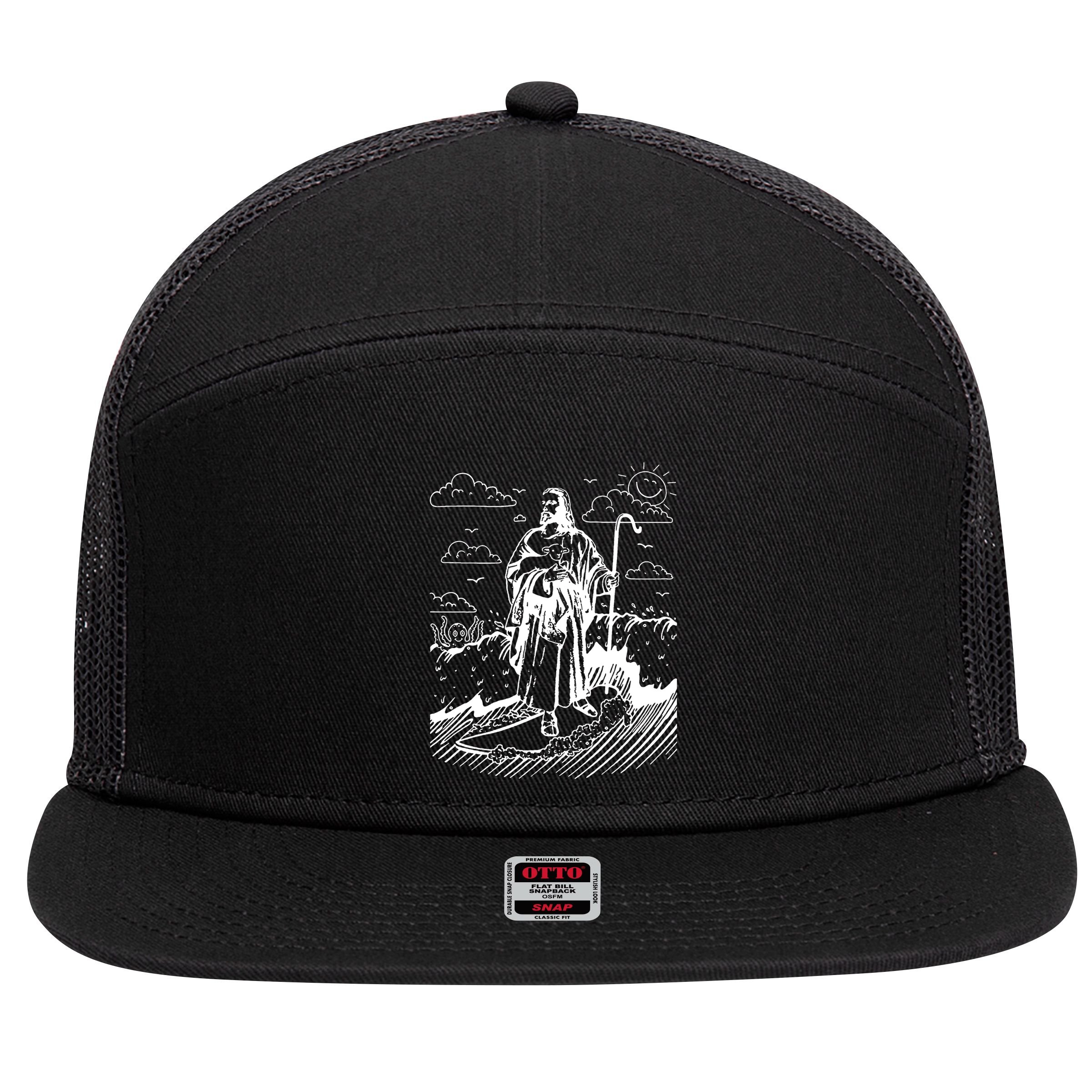 Jesus Surfing 7 Panel Mesh Trucker Snapback Hat