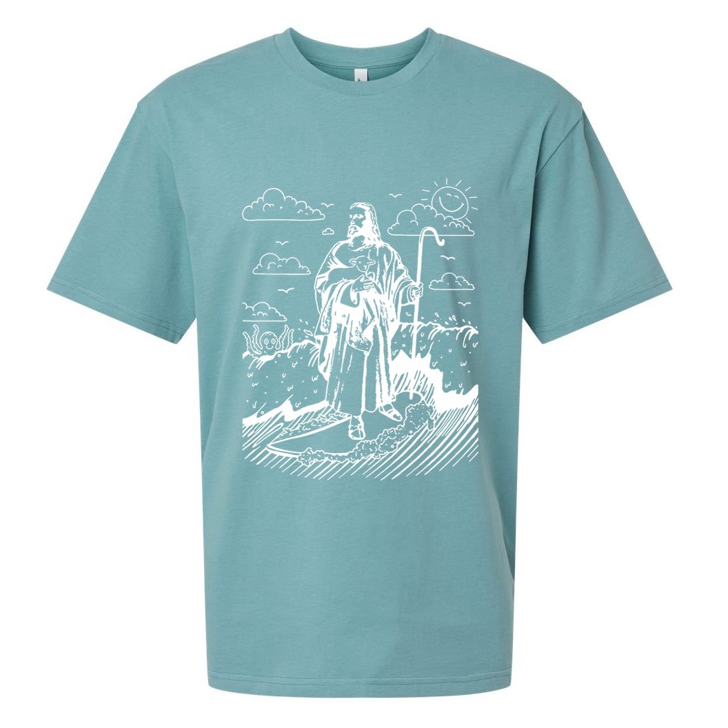 Jesus Surfing Sueded Cloud Jersey T-Shirt