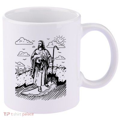 Jesus Surfing 11oz C Handle Ceramic Mug