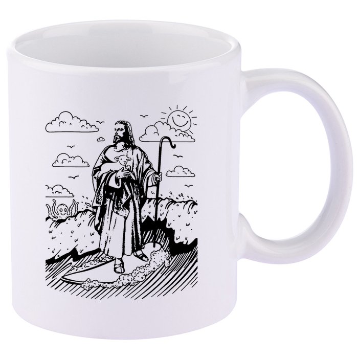 Jesus Surfing 11oz C Handle Ceramic Mug