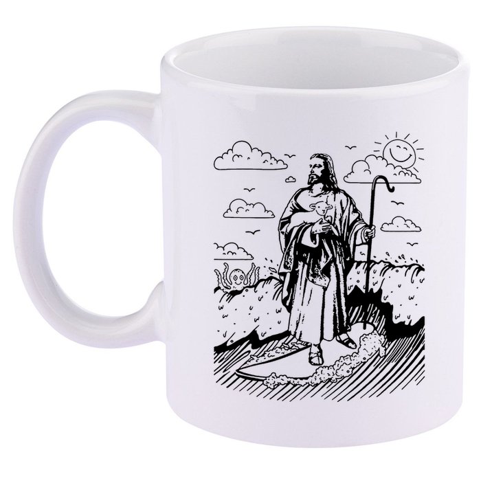 Jesus Surfing 11oz C Handle Ceramic Mug