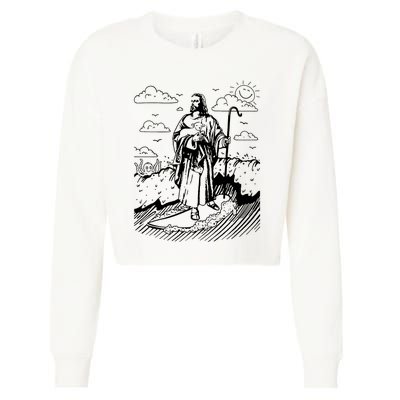 Jesus Surfing Cropped Pullover Crew