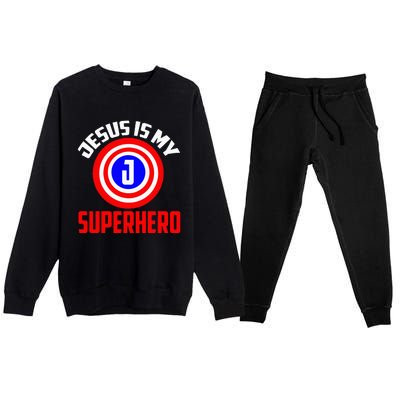 Jesus Superhero Jesus Your My Super Hero Premium Crewneck Sweatsuit Set