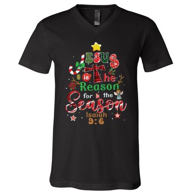 Jesus Sweatshirt Jesus Is The Reason Christmas V-Neck T-Shirt